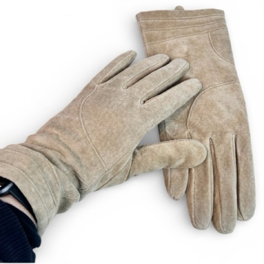 NWOT Taupe Suede Lined Gloves XL